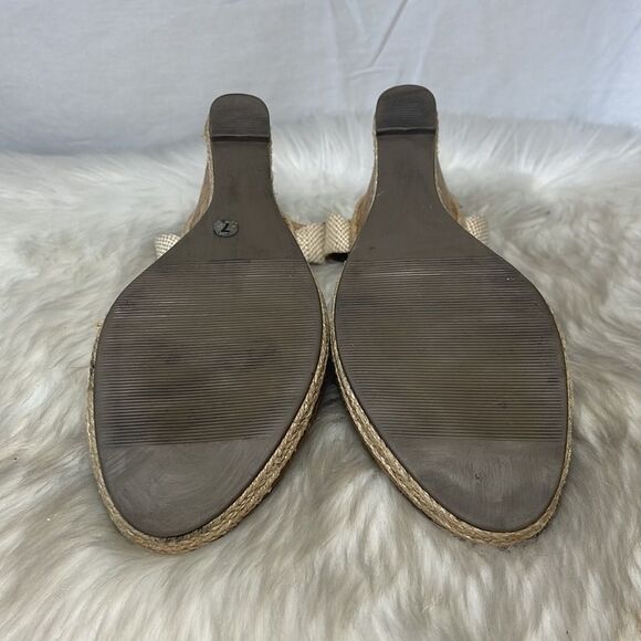 Sole Society Lucy Taupe Suede Cork Wedge Slingbacks Sz 7 - Picture 6 of 6